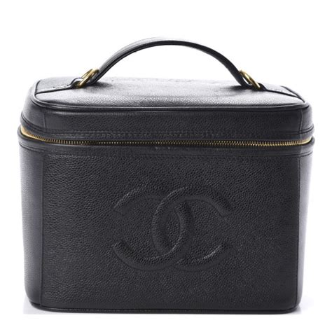 CHANEL Caviar Vanity Train Case Black 